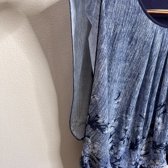 Baisheng GT Women's Blue Floral Lined Flouncing Flared Blouse - 2XL - Picture 4 of 8